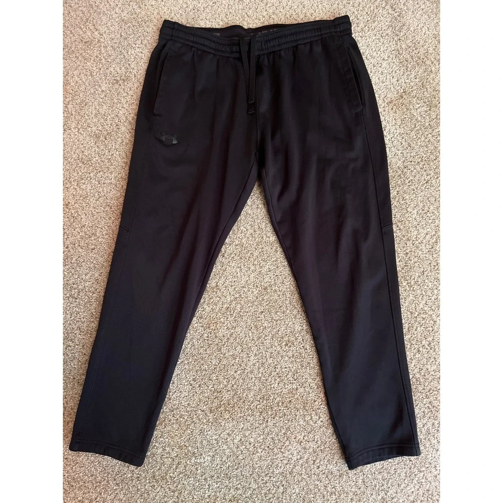 Under Armour Mens Athletic Pants XL Black Tapered Drawstring Coldgear Joggers